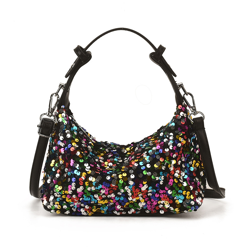 Korejskog stila ženska mala kvadratna crossbody torba sa šljokicama u kontrastnim bojama