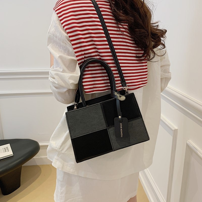 Ženska torbica s patchwork teksturom - proljeće 2025, retro svakodnevna mala kvadratna crossbody torbica