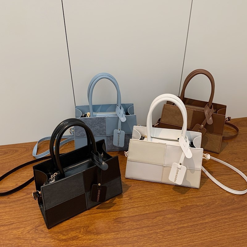 Ženska torbica s patchwork teksturom - proljeće 2025, retro svakodnevna mala kvadratna crossbody torbica