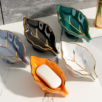Tava ceramică pentru săpun de baie cu drenaj, montaj fără găuri, organizator de chiuvetă de înaltă clasă
