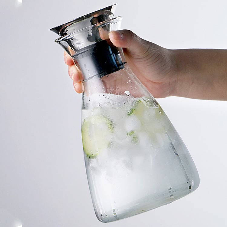Ceainic din sticlă borosilicat rezistent la temperaturi înalte, cu o capacitate mare, pentru apă rece și ceai.