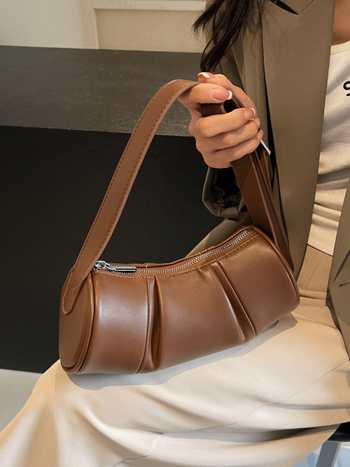 Retro smeđa mini torbica za žene, crossbody baguette torba, urbani stil