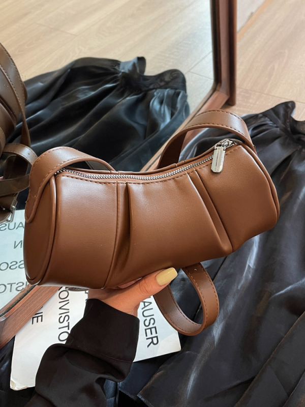 Retro smeđa mini torbica za žene, crossbody baguette torba, urbani stil