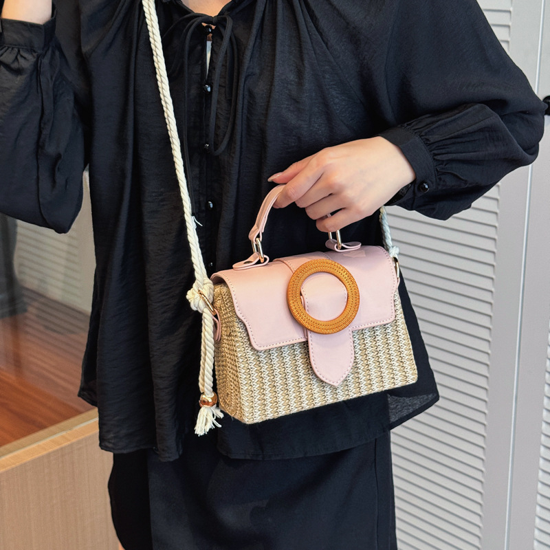 Ženska torba od slame kvadratnog oblika, svježi korejski stil, svakodnevna crossbody torba