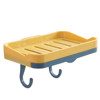 Suport creativ pentru săpun rotativ, fără găuri, cu două niveluri și drenaj, montat pe perete pentru baie