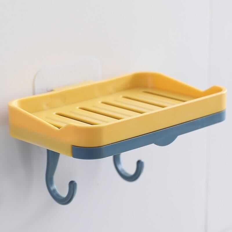 Suport creativ pentru săpun rotativ, fără găuri, cu două niveluri și drenaj, montat pe perete pentru baie