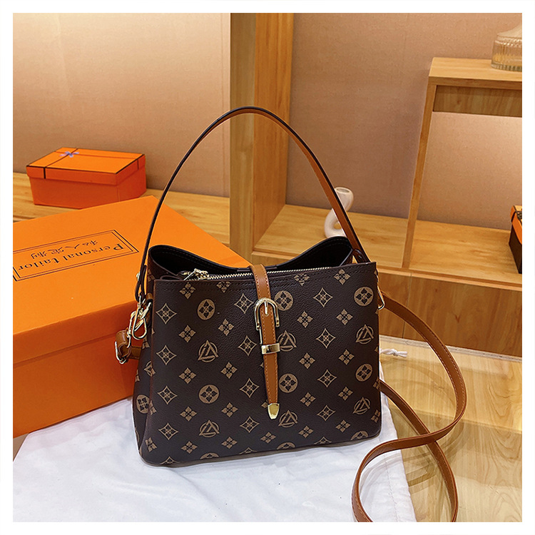 Ženska PU bucket torba, velika kapaciteta, retro stil, srednja veličina, nošenje preko ramena ili crossbody