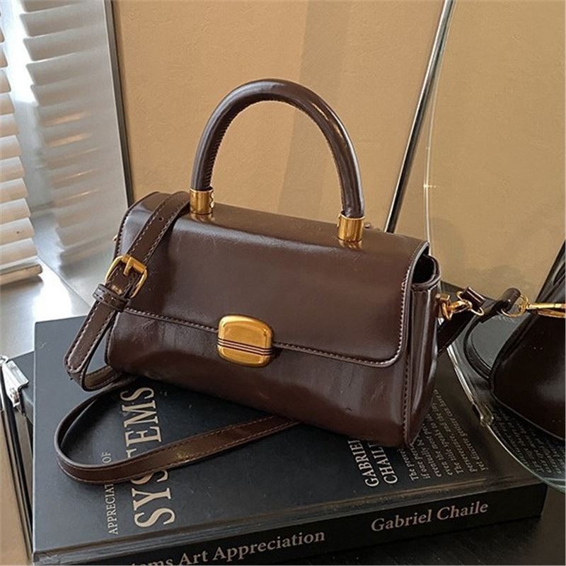 Ženska torbica od kože s uljem voska, premium retro stil, jesen-zima 2024, svestrana crossbody i kompaktna kvadratna torbica