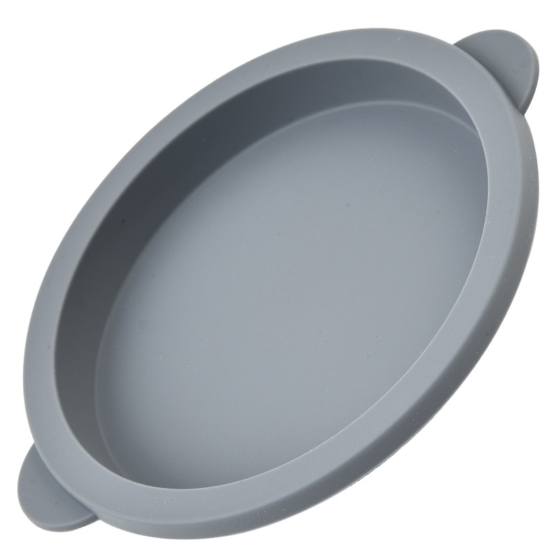 Tavă rotundă din silicon pentru coacere, cu suprafață antiderapantă și design curcubeu