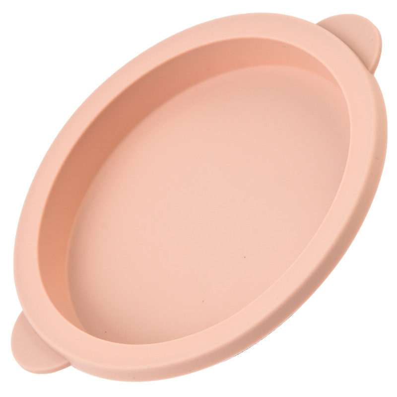 Tavă rotundă din silicon pentru coacere, cu suprafață antiderapantă și design curcubeu