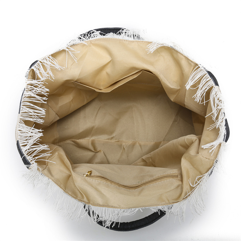 Damska platnena tote torba s prugama – velika kapaciteta, torba za rame, gradski stil