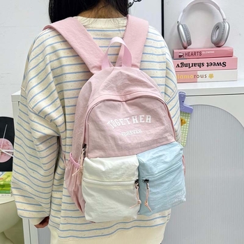 Nova školska torba za osnovnoškolce s mogućnosti loga, dizajn boja blokova, velika kapaciteta, lagana, casual stil, dječji ruksak u korejskom stilu za 1.–2. razred