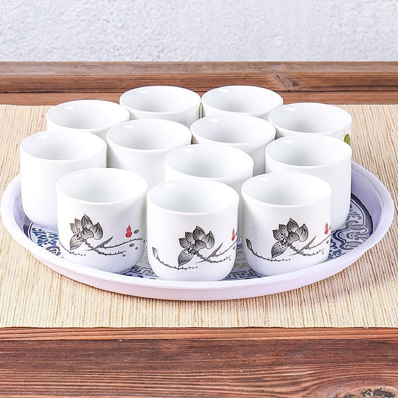 Set de cești din porțelan albastru-alb pentru ceai și vin, ceramică în stil japonez