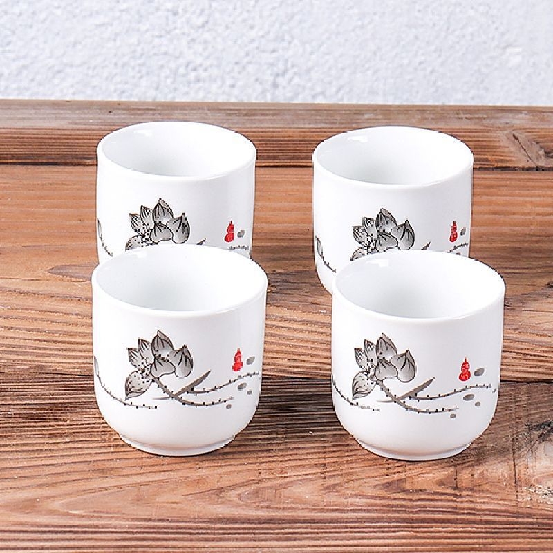 Set de cești din porțelan albastru-alb pentru ceai și vin, ceramică în stil japonez