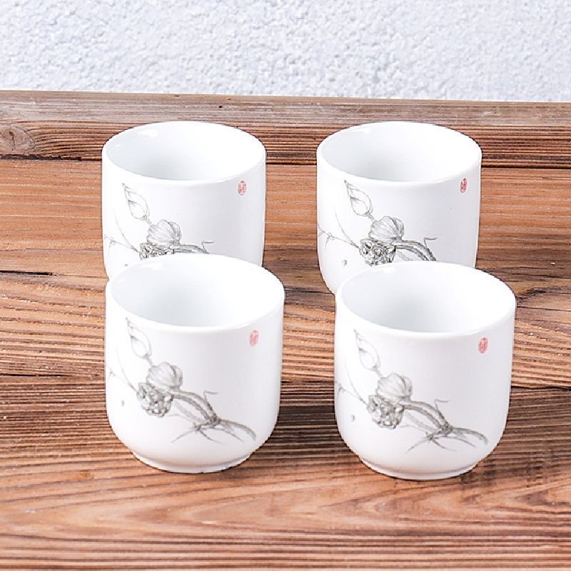 Set de cești din porțelan albastru-alb pentru ceai și vin, ceramică în stil japonez