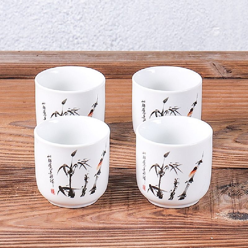 Set de cești din porțelan albastru-alb pentru ceai și vin, ceramică în stil japonez