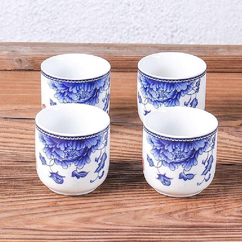 Set de cești din porțelan albastru-alb pentru ceai și vin, ceramică în stil japonez