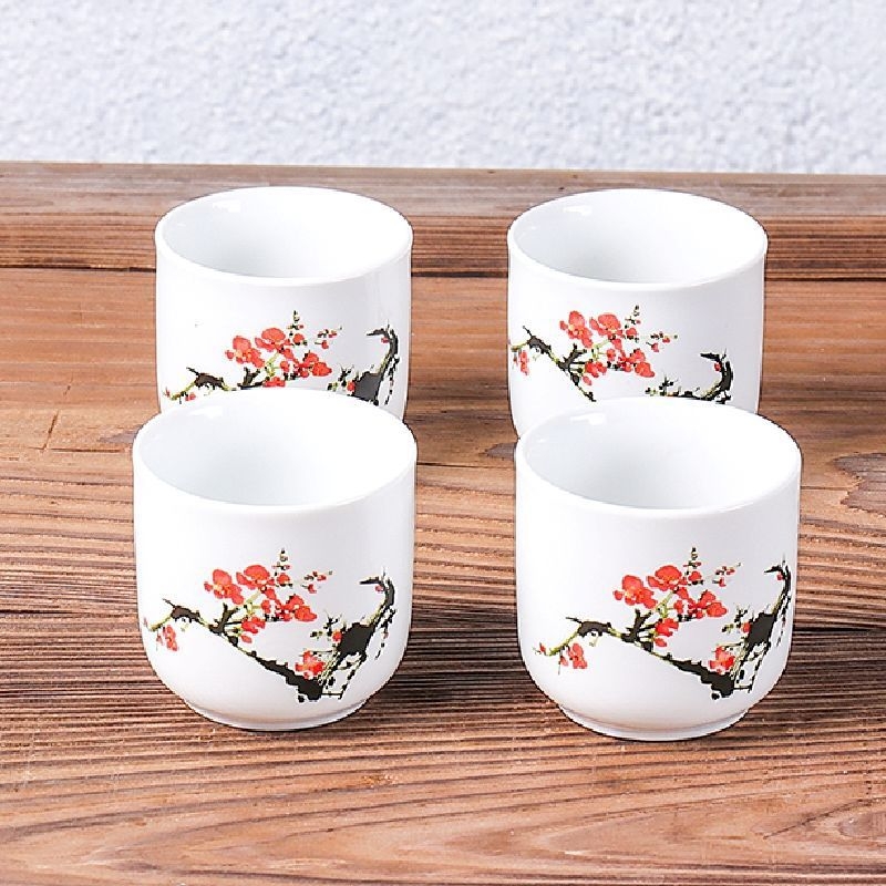 Set de cești din porțelan albastru-alb pentru ceai și vin, ceramică în stil japonez
