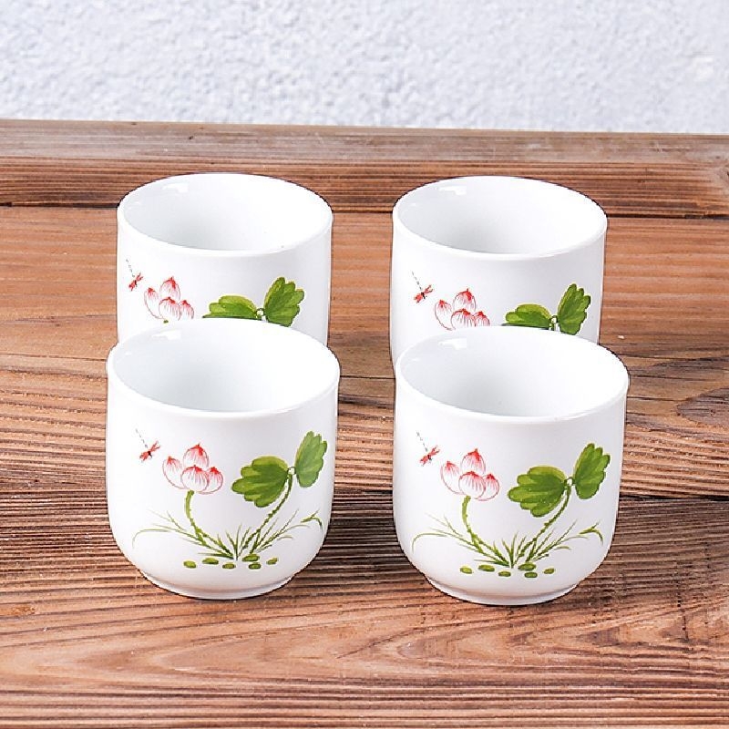 Set de cești din porțelan albastru-alb pentru ceai și vin, ceramică în stil japonez