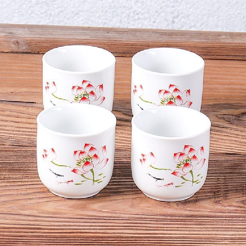 Set de cești din porțelan albastru-alb pentru ceai și vin, ceramică în stil japonez
