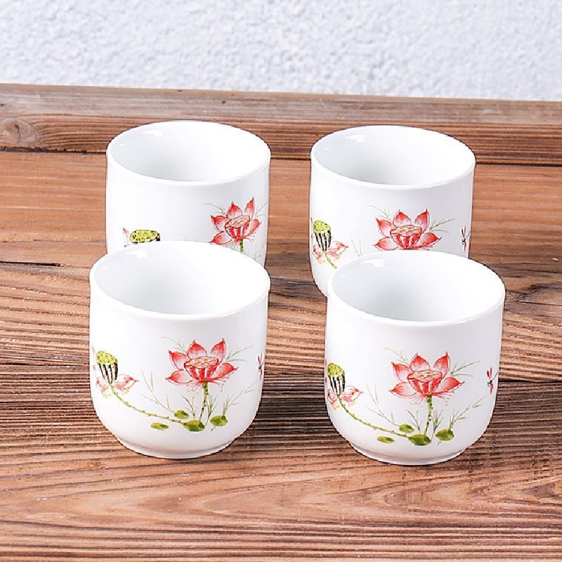 Set de cești din porțelan albastru-alb pentru ceai și vin, ceramică în stil japonez