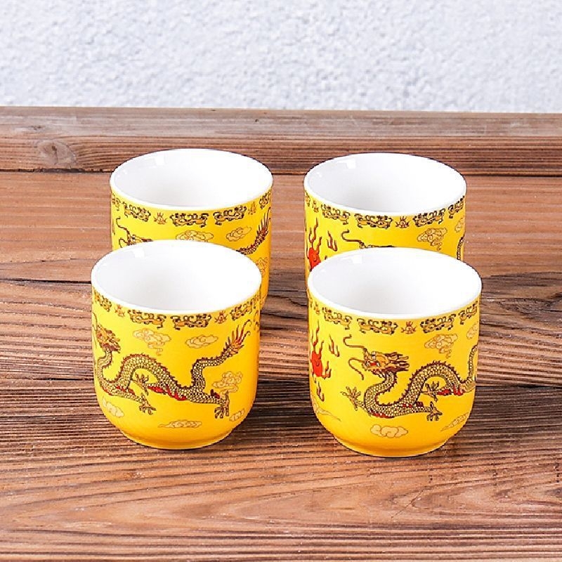 Set de cești din porțelan albastru-alb pentru ceai și vin, ceramică în stil japonez