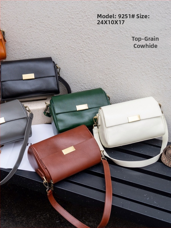 Dámska kabelka z prvej vrstvy hovädzej kože, vintage štýl, cez rameno, crossbody, 2024 nový model, pravá koža