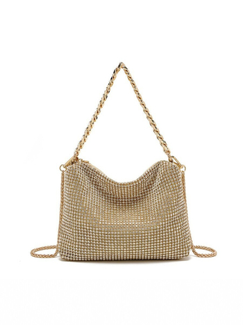 2026 nova metalna lančana torbica s kristalima za žene, elegantna crossbody torba u nišnom stilu