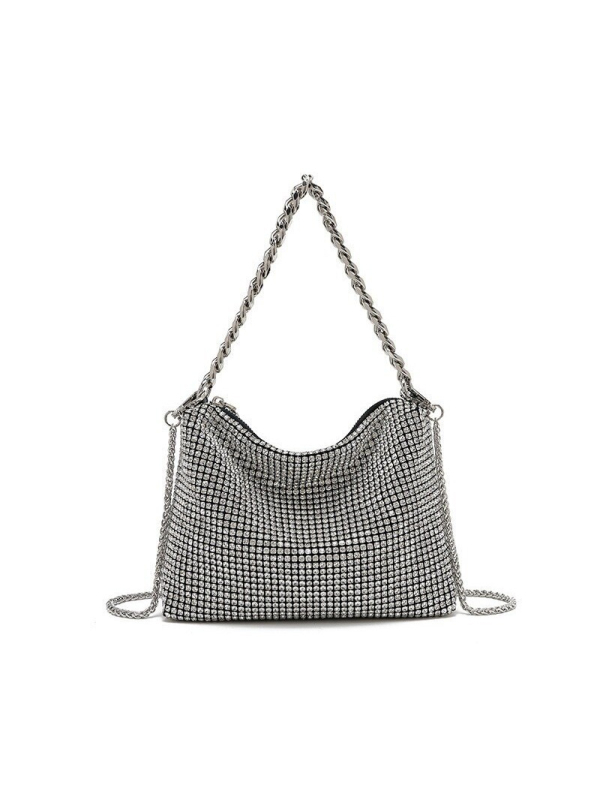 2026 nova metalna lančana torbica s kristalima za žene, elegantna crossbody torba u nišnom stilu
