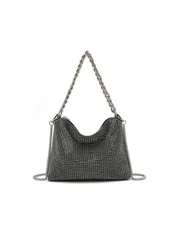 2026 nova metalna lančana torbica s kristalima za žene, elegantna crossbody torba u nišnom stilu
