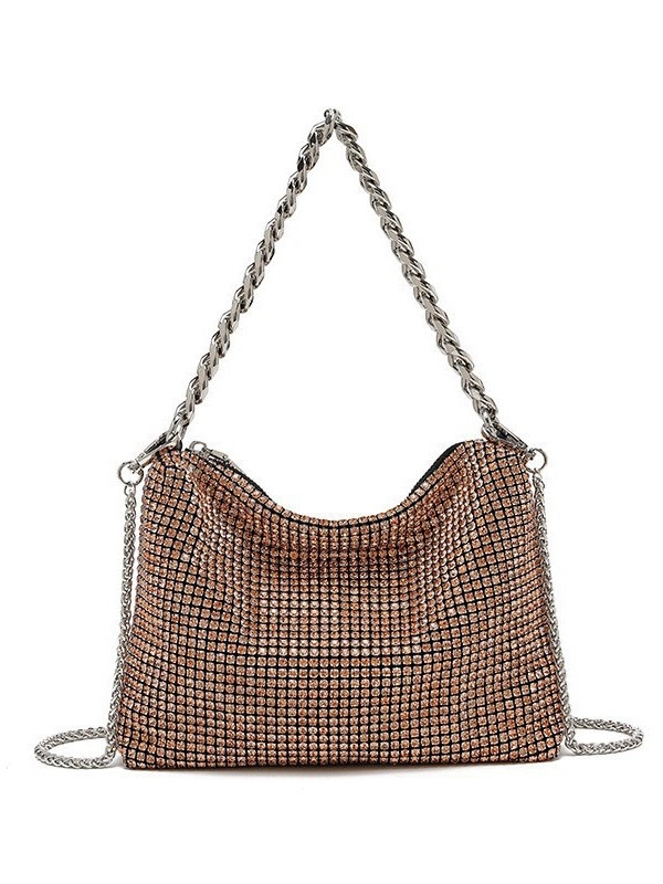 2026 nova metalna lančana torbica s kristalima za žene, elegantna crossbody torba u nišnom stilu