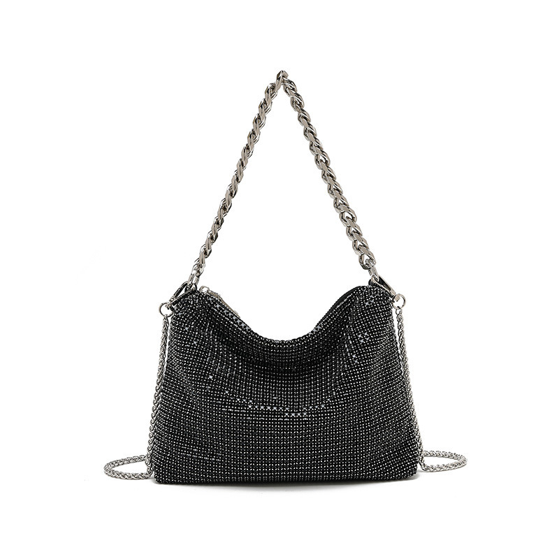 2026 nova metalna lančana torbica s kristalima za žene, elegantna crossbody torba u nišnom stilu