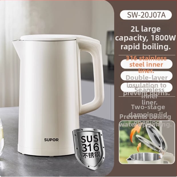 Supor 2,2 l nerezová elektrická kanvica s izoláciou a automatickým vypnutím