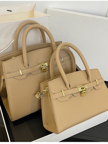 PU Kelly torba s lychee uzorkom i platinskim završetkom, velika zapremina, za rameni ili crossbody, žene