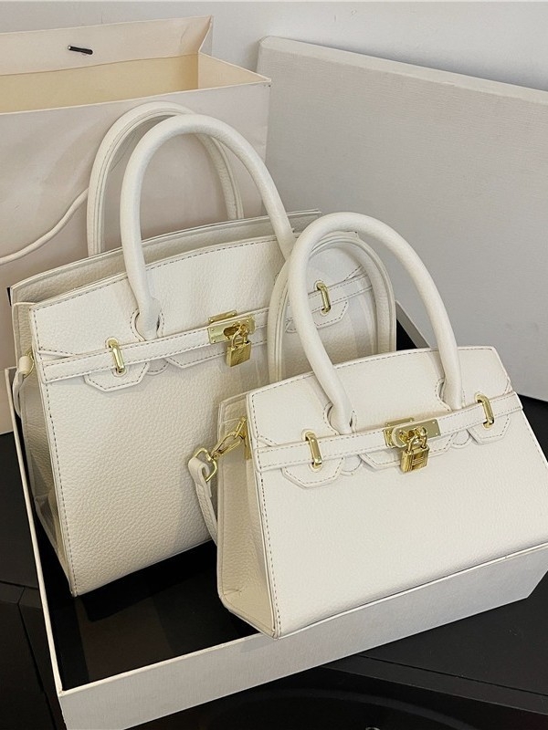 PU Kelly torba s lychee uzorkom i platinskim završetkom, velika zapremina, za rameni ili crossbody, žene