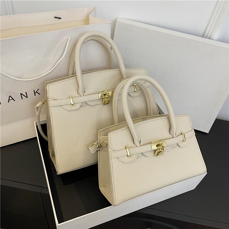 PU Kelly torba s lychee uzorkom i platinskim završetkom, velika zapremina, za rameni ili crossbody, žene