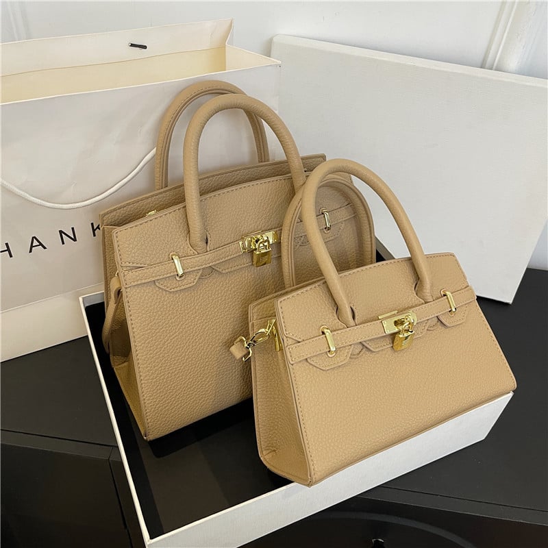 PU Kelly torba s lychee uzorkom i platinskim završetkom, velika zapremina, za rameni ili crossbody, žene