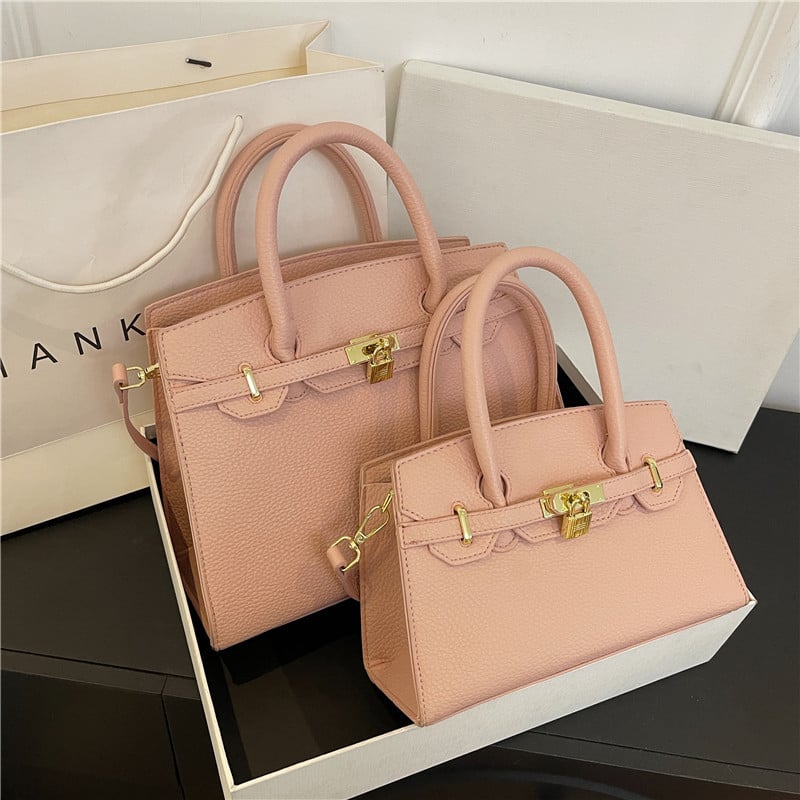 PU Kelly torba s lychee uzorkom i platinskim završetkom, velika zapremina, za rameni ili crossbody, žene