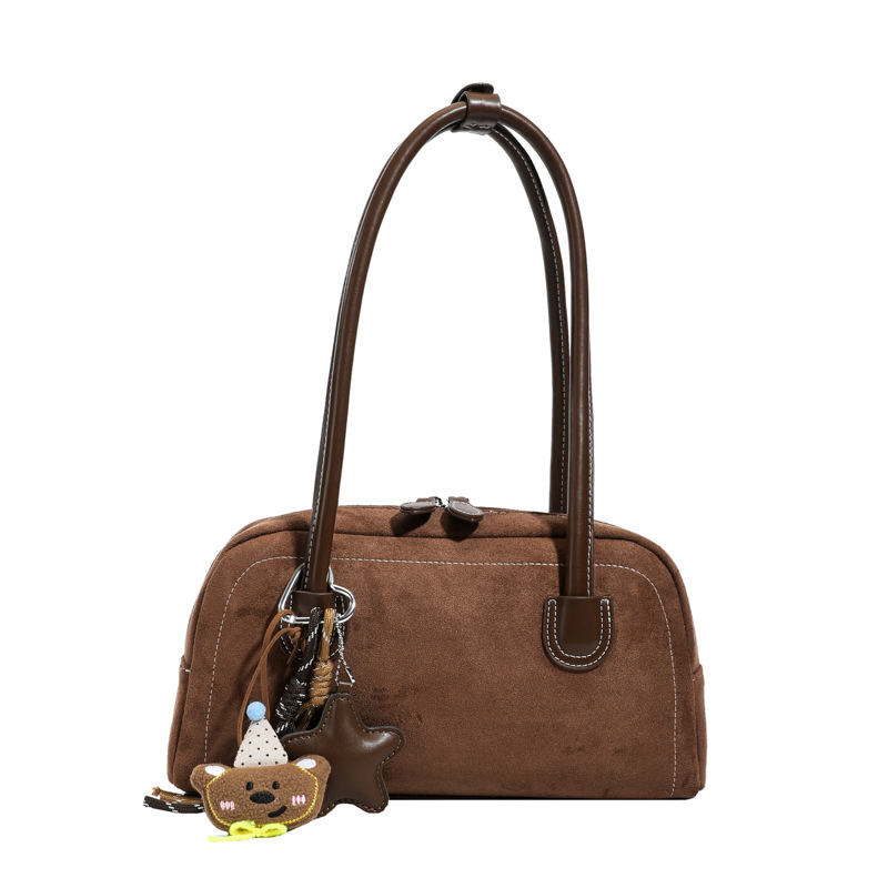 Ženska crossbody torba od brušene kože, jesen-zima retro stil baguette oblik, novi model 2025