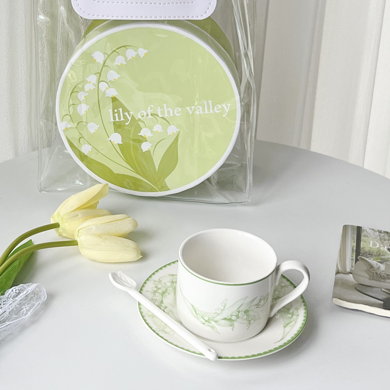 Set de cești de cafea din ceramică cu farfurie florală, stil pastoral franțuzesc, farfurie pentru desert, veselă retro luxoasă.