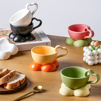 Set porțelan cafea cești și farfurioare, stil Nordic, cadou drăguț, ceramică de înaltă calitate