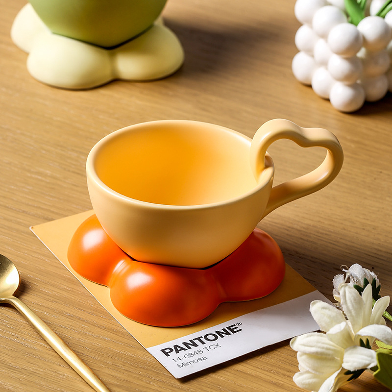Set porțelan cafea cești și farfurioare, stil Nordic, cadou drăguț, ceramică de înaltă calitate