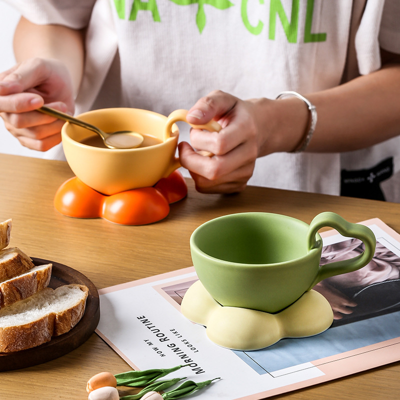 Set porțelan cafea cești și farfurioare, stil Nordic, cadou drăguț, ceramică de înaltă calitate