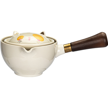 Set de ceai modern pentru gospodină – ceramică portabilă cu ceainic și cană de călătorie pentru preparare ușoară.