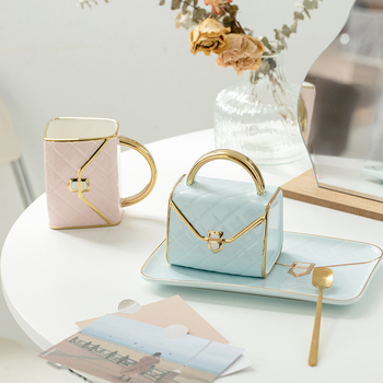 Set ceramic de cești de cafea cu farfuriu pentru ceaiul de după-amiază, stil european de lux, rafinat, inspirație britanică