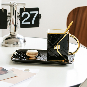Set ceramic de cești de cafea cu farfuriu pentru ceaiul de după-amiază, stil european de lux, rafinat, inspirație britanică