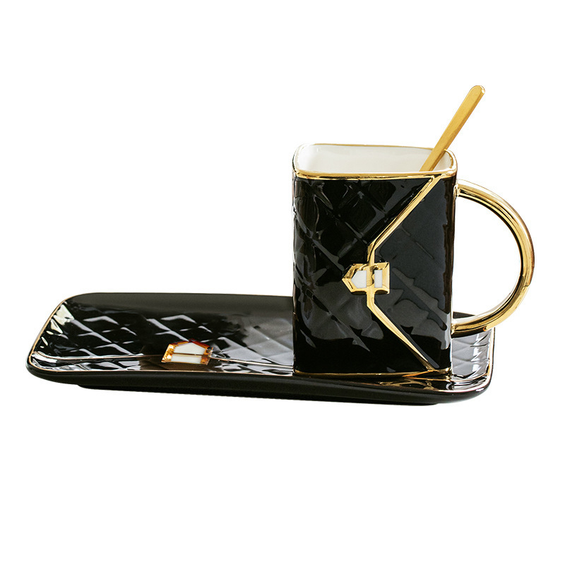 Set ceramic de cești de cafea cu farfuriu pentru ceaiul de după-amiază, stil european de lux, rafinat, inspirație britanică