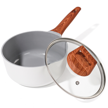 Oală mică de lapte pentru hrana bebelușului, mâner din lemn rezistent la temperatură, din aliaj de aluminiu, antiaderentă, pentru gătit terci, lapte cald și tăiței