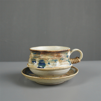 Set de cești și farfurioare din ceramică în stil japonez, retro rustic, latte art, pentru restaurante de top