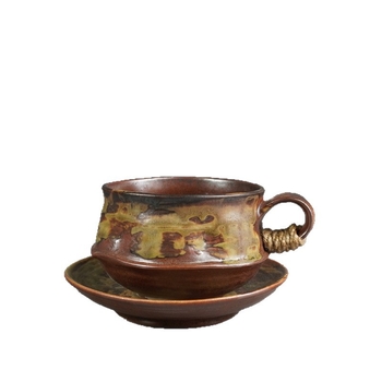 Set de cești și farfurioare din ceramică în stil japonez, retro rustic, latte art, pentru restaurante de top